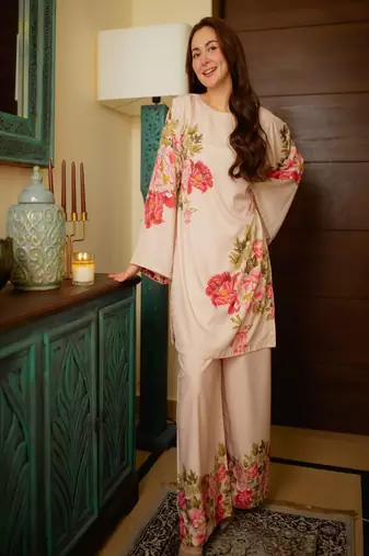 Women's round neck rayon co-ord set