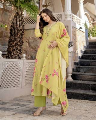  Chanderi Printed Work Straight Kurta Pant and Dupatta Set 3