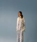 Women's v neck long sleeves rayon co-ords set