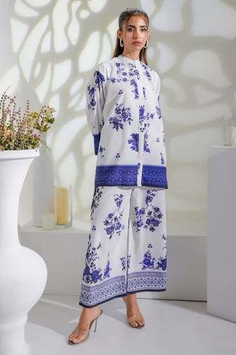 Floral printed mandrian collar neck co-ord set