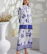 Floral printed mandrian collar neck co-ord set