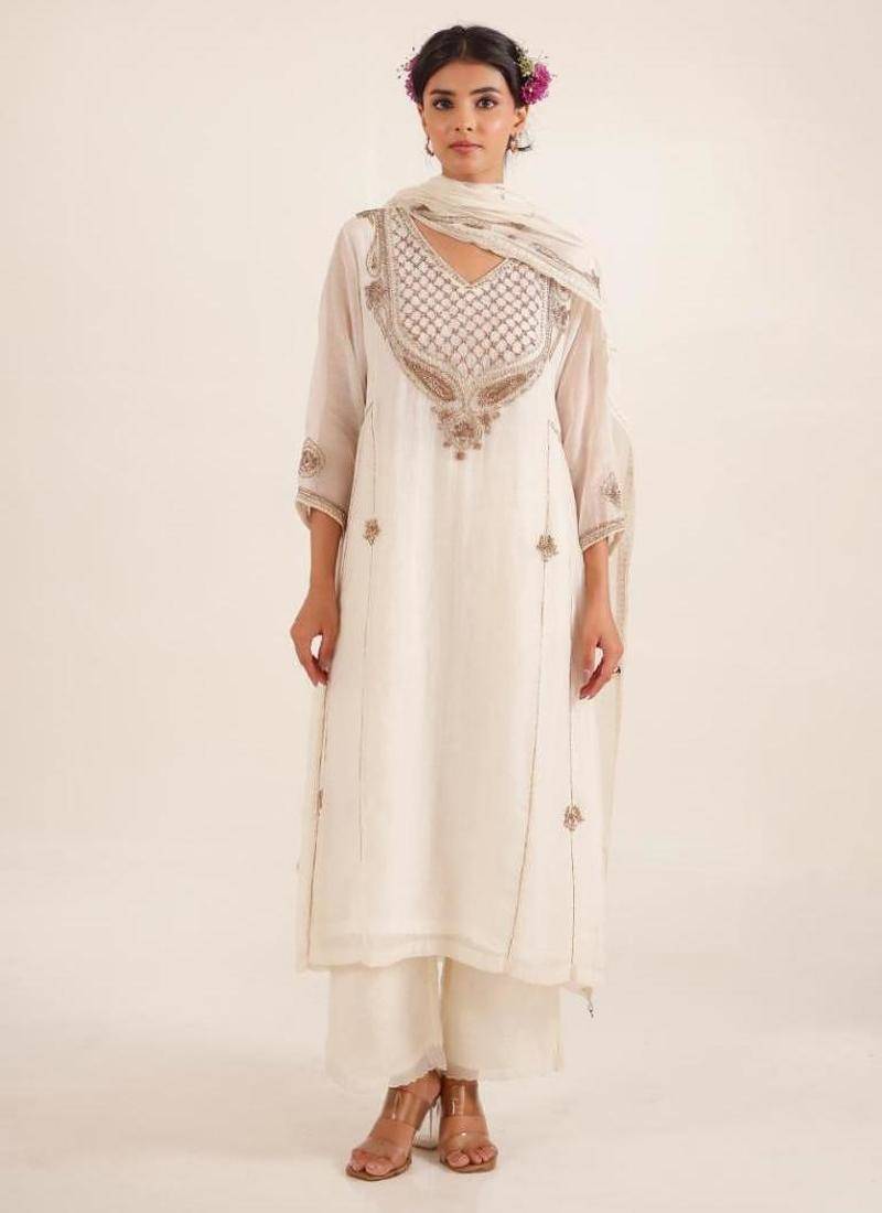 White ambiya dress set