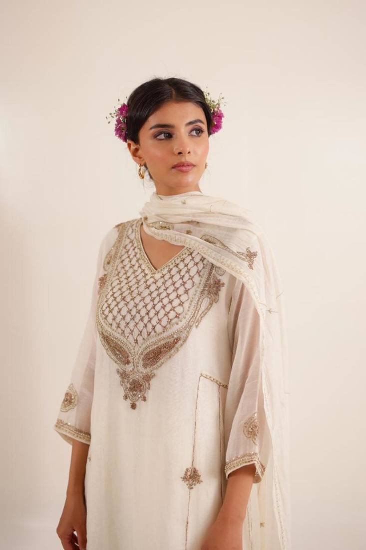 White ambiya dress set