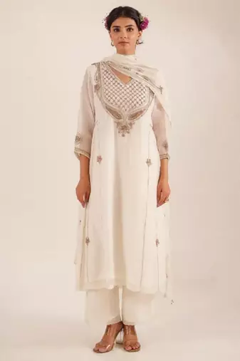 White ambiya dress set