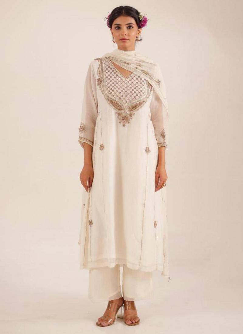 White ambiya dress set