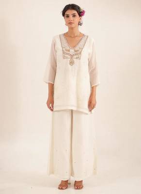 White matsya top and palazzo set 1