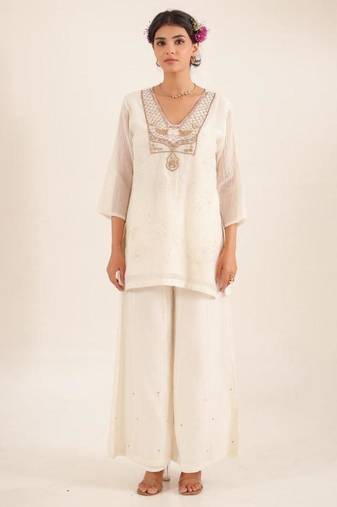White matsya top and palazzo set