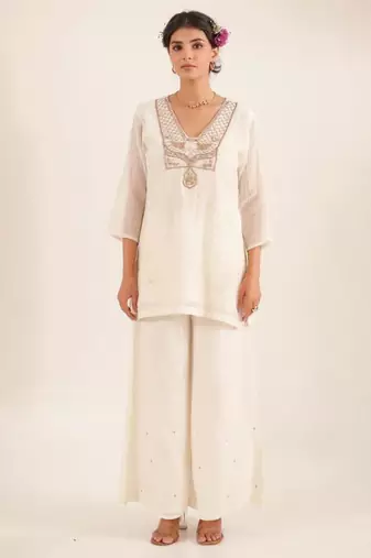White matsya top and palazzo set