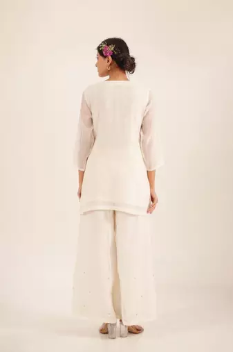 White matsya top and palazzo set