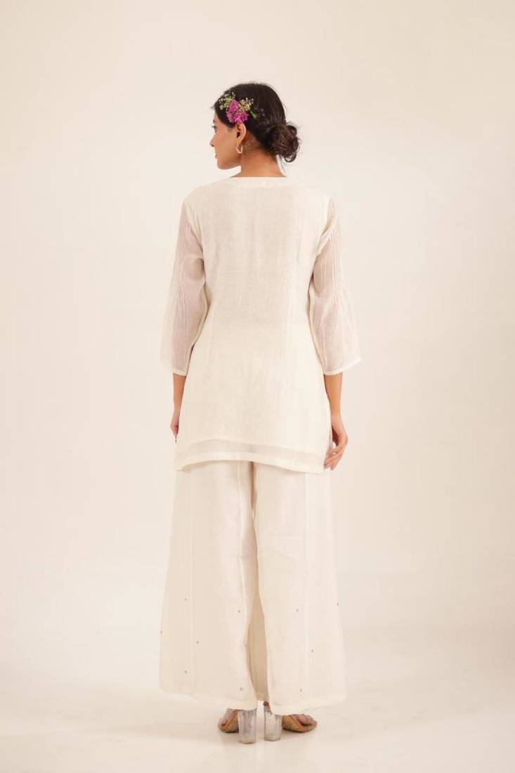 White matsya top and palazzo set