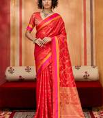 red weaving satin art silk festival trendy saree