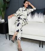 Women's collar neck printed co-ords set