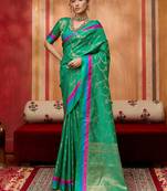 sea green weaving satin art silk festival trendy saree