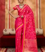 rani pink weaving satin art silk festival trendy saree