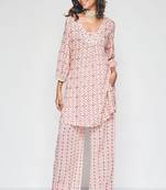 Floral printed v neck kurta set for women
