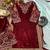 Maroon viscose velvet cording sequence embroidery work suit with dupatta