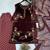 Wine velvet sequence embroidery work kurta & plazzo with dupatta