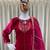 Pink velvet sequence embroidery work kurta & bottom with dupatta