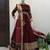Wine viscose velvet sequence embroidery work gown dupatta with belt