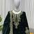 Green viscose velvet cording sequence with moti work top bottom with dupatta
