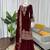 Maroon viscose velvet cording sequence with moti work top bottom with dupatta