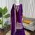 Purple viscose velvet cording sequence with moti work top bottom with dupatta