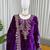 Purple viscose velvet cording sequence with moti work top bottom with dupatta