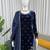 Blue viscose velvet thread sequence work kurta & plazzo with dupatta