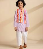 Multicolor printed cotton nehru jacket set