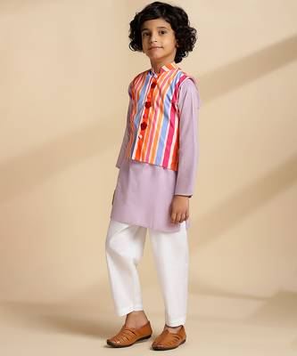 Multicolor printed cotton nehru jacket set 2