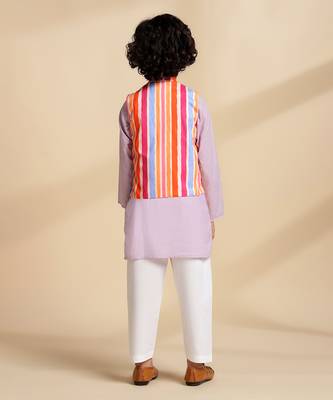 Multicolor printed cotton nehru jacket set 3