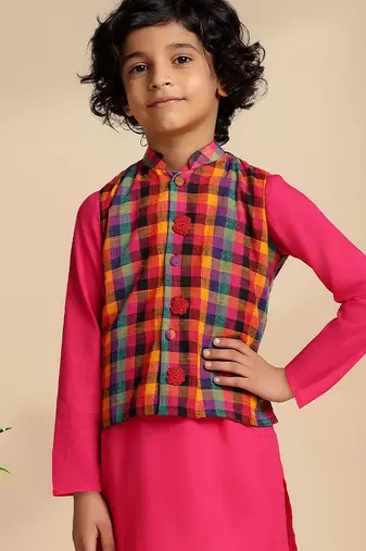 Multicolor printed cotton nehru jacket