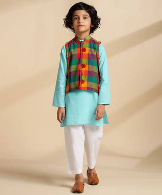 Multicolor printed cotton nehru jacket set 2