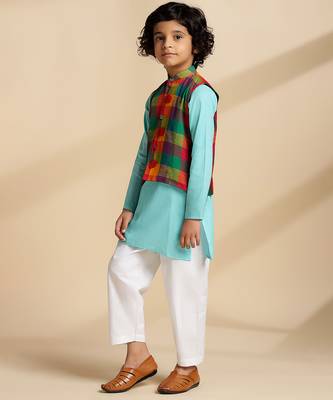 Multicolor printed cotton nehru jacket set 3