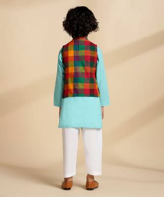 Multicolor printed cotton nehru jacket set 4