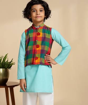Multicolor printed cotton nehru jacket set 5