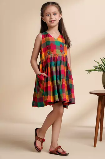 Multicolor printed cotton frock