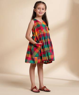 Multicolor printed cotton frock 4