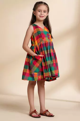 Multicolor printed cotton frock