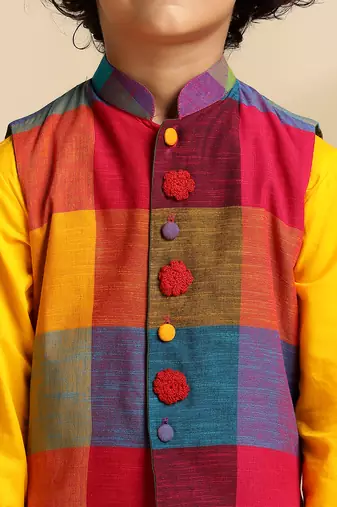 Multicolor printed cotton nehru jacket