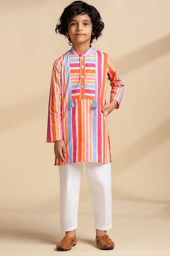 Multicolor printed cotton kurta set
