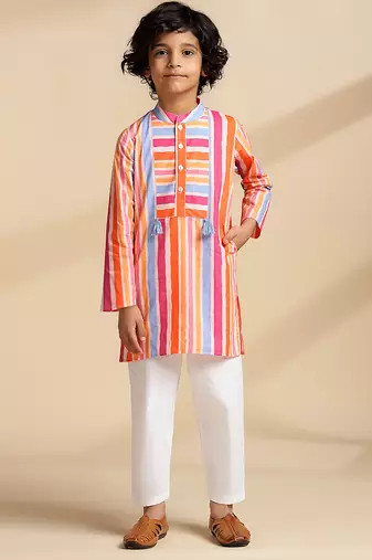 Multicolor printed cotton kurta set