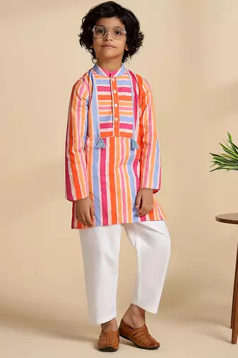 Multicolor printed cotton kurta set
