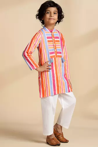 Multicolor printed cotton kurta set