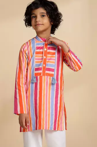Multicolor printed cotton kurta set