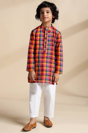 Multicolor printed cotton kurta set