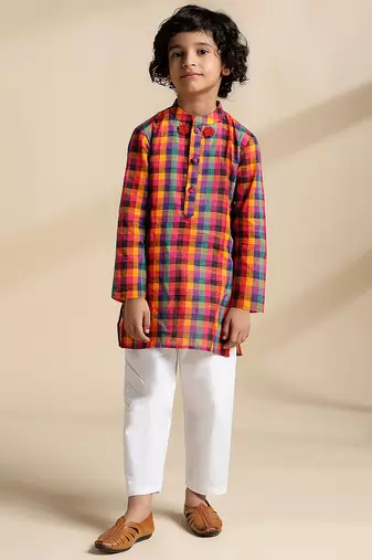 Multicolor printed cotton kurta set