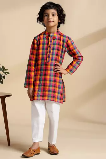 Multicolor printed cotton kurta set