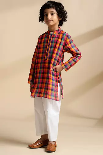 Multicolor printed cotton kurta set