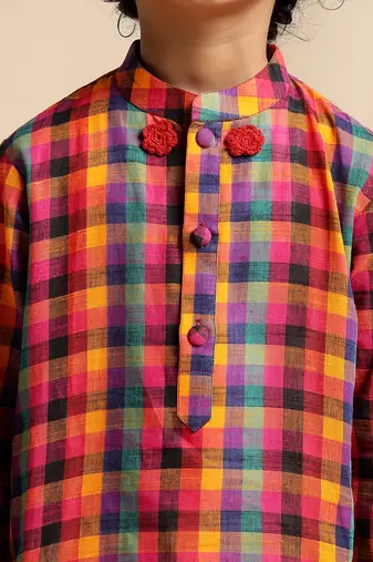 Multicolor printed cotton kurta set